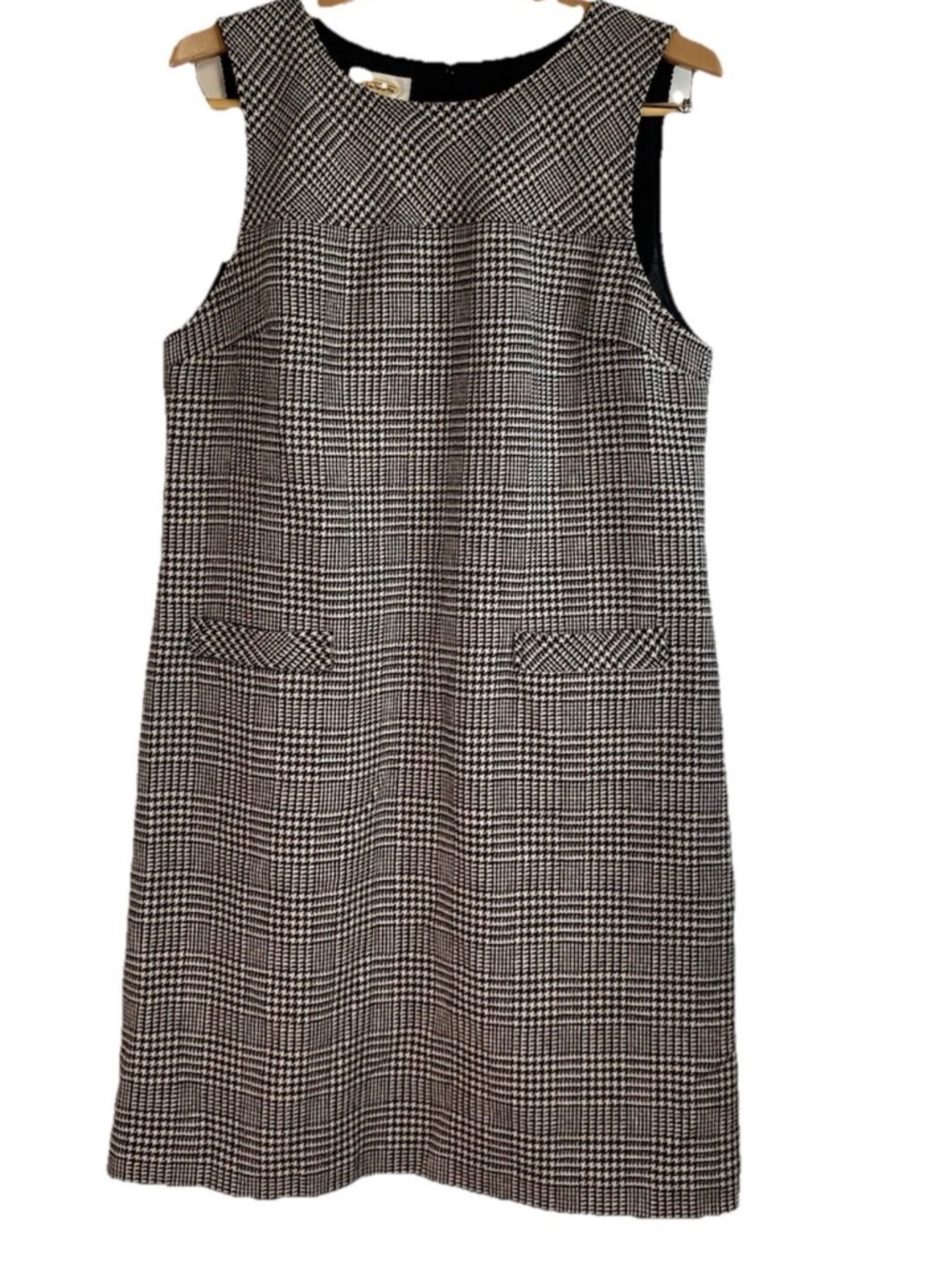 Talbots Tweed Plaid Shift Dress - Black and White